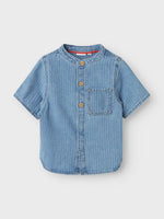 NAME IT | Mini Boy Fido Denim Grandad Collar Shirt