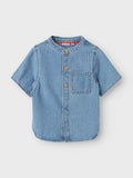NAME IT | Mini Boy Fido Denim Grandad Collar Shirt