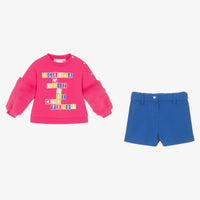 AGATHA RUIZ DE LA PRADA | Pink and Blue Jersey Shorts Set