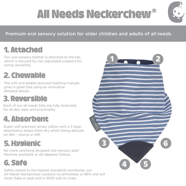 CHEEKY CHOMPERS | Dribble Bib with Oral Sensory Chew Older Child/Adult