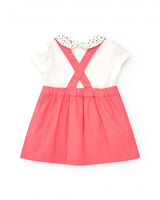 TUC TUC | Pink Pinafore with Peter Pan Collar Top