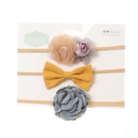 Grey and Mustard Roses Hairbow Set