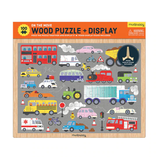 ON THE MOVE 100 PIECE WOOD PUZZLE & DISPLAY