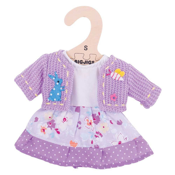 LILAC DRESS AND CARDIGAN (FOR SMALL DOLL)