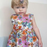 Grey and Mustard Roses Hairbow Set