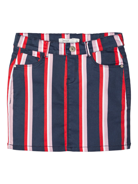 STRIPED TWILL-WOVEN MINI SKIRT